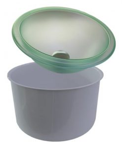 Šviečiantis dubuo su vandens išleidimo vožtuvu