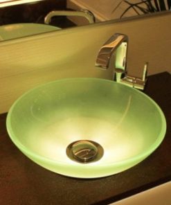 LED šviečianti stiklinė kriauklė 38cm diametro